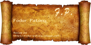 Fodor Patony névjegykártya
